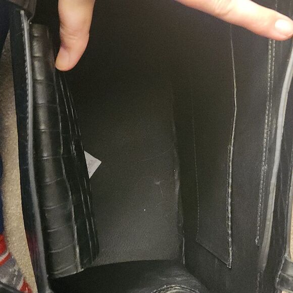 Lia Numa Black Leather Croc Embossed Tote Bag Made in Italy - Picture 7 of 13